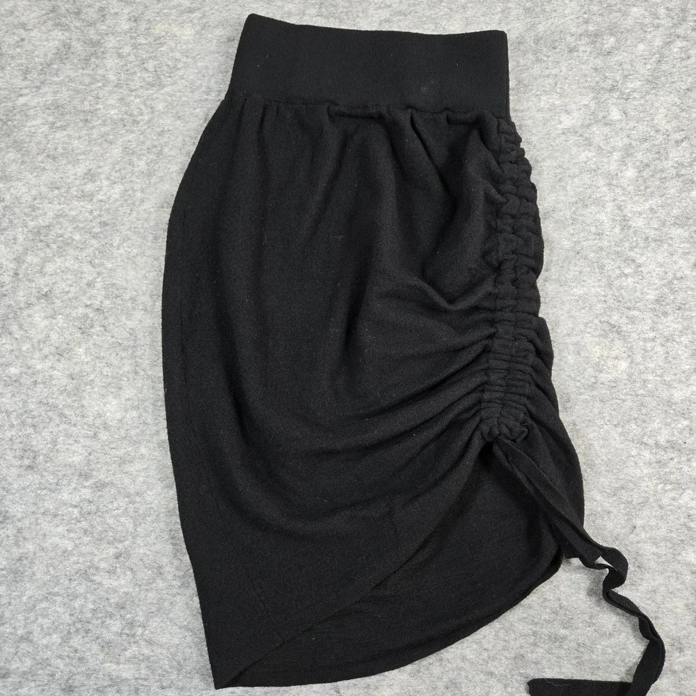 T‎ by Alexander Wang Womens Black Ruched Side Drape Knit Mini Skirt